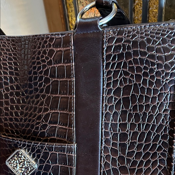 Coldwater Creek Dark Brown  Croc-Embossed Tote - Picture 6 of 15
